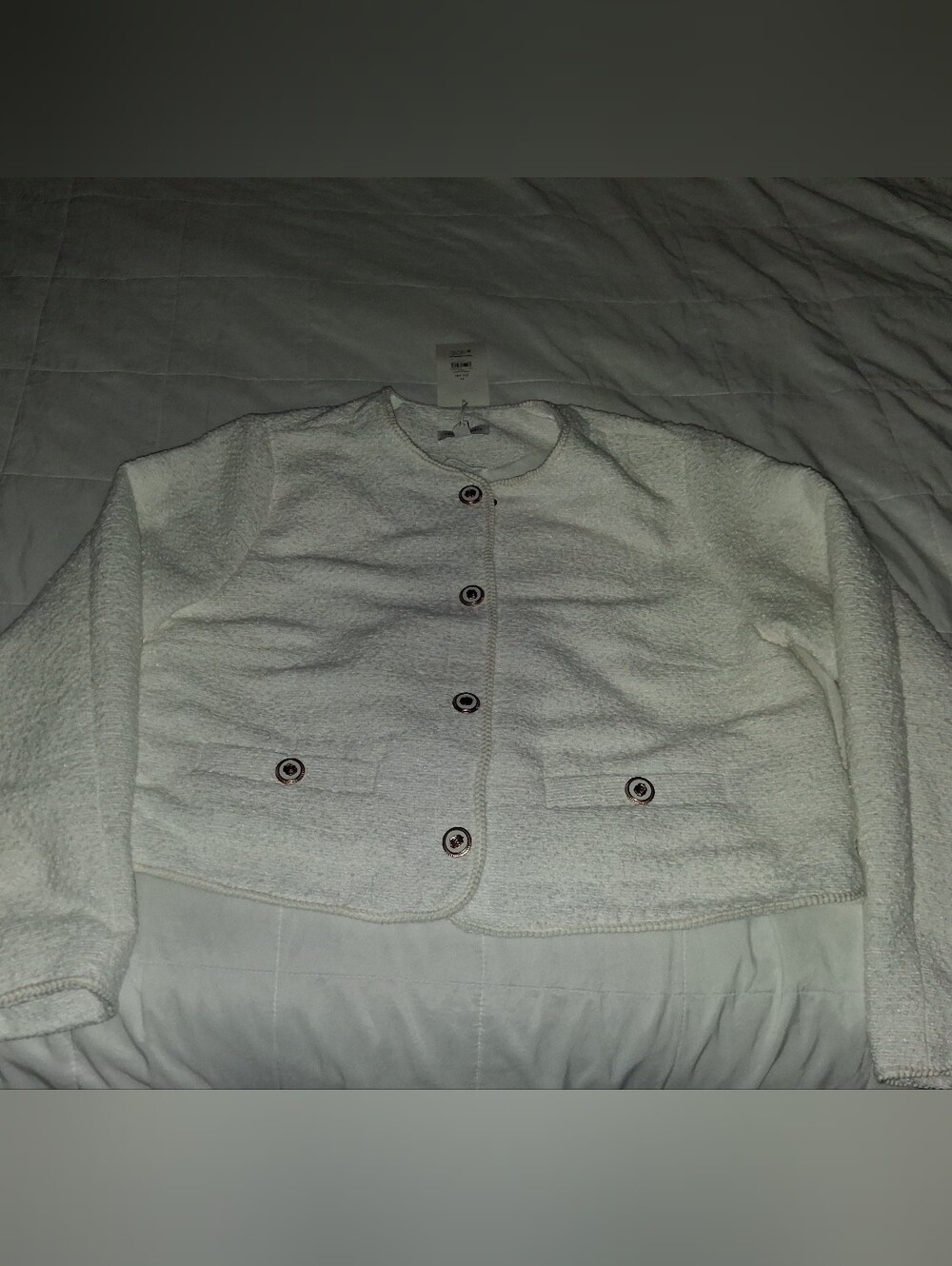 Free Assembly Long Sleeve Crew Neck Jacket - Cream - XL
